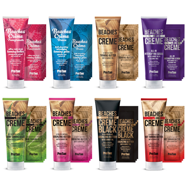 Pro Tan Beaches & Crème Intro Kit – 12 Bottles + 24 Sachets FREE - product photograph