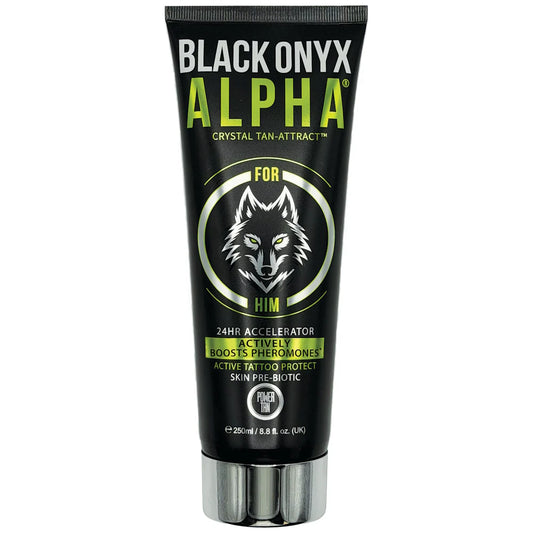 Power Tan Black Onyx ALPHA 24HR Accelerator Tanning Lotion 250ml – Modern Masculine Presence Fragrance