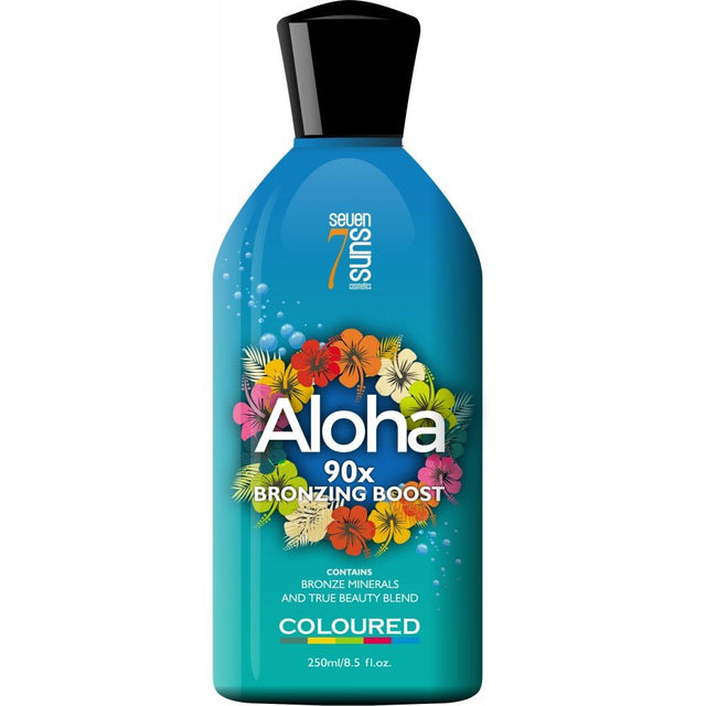 7Suns Aloha 90x Bronzing Boost bronzing tanning lotion 250ml genuine turquoise floral bottle