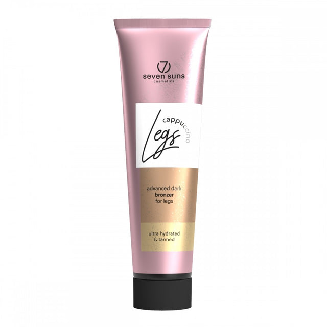 7Suns Cappuccino Legs 150ml genuine pink and gold tube, Advanced Dark Bronzer for Legs