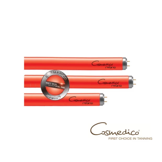 Cosmedico Rubino genuine red fluorescent tanning tube family, lengths and UV codes vary