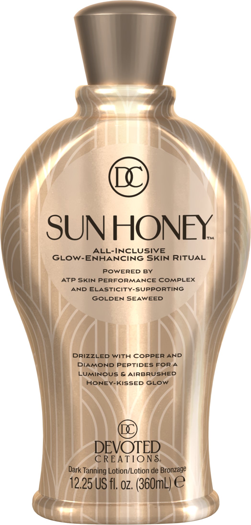 Devoted Creations Sun Honey 360ml official gold bottle – bronzer-free tan accelerator