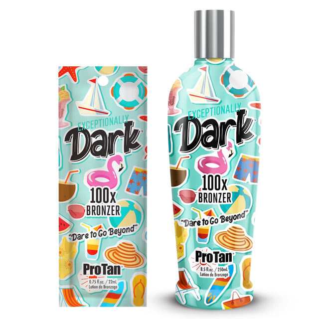 Pro Tan Exceptionally Dark – 100X Bronzer — bronzing tanning lotion, product packaging