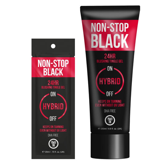 Power Tan Non-Stop Black Hybrid Tingle Gelee — Intense DHA-Free Tingle Tan Boost
