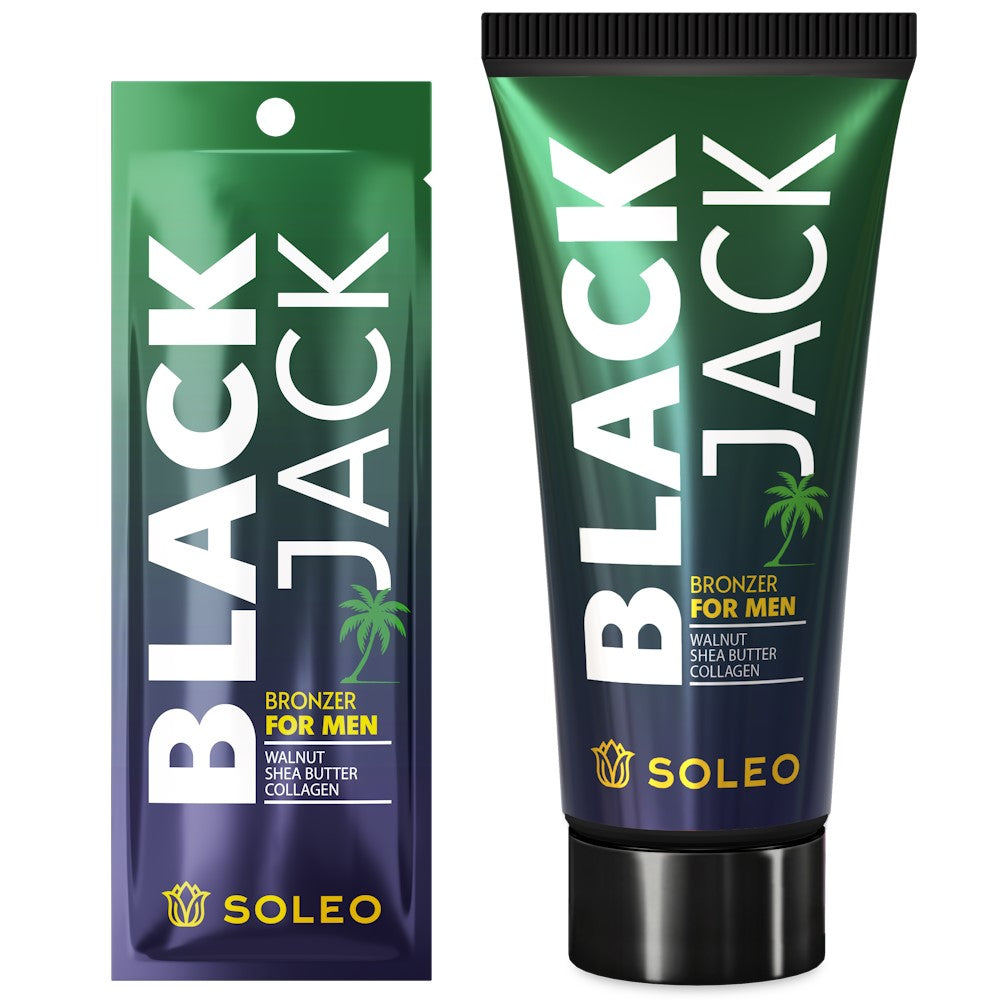 Soleo Black Jack 150ml tube and 15ml sachet original product packaging
