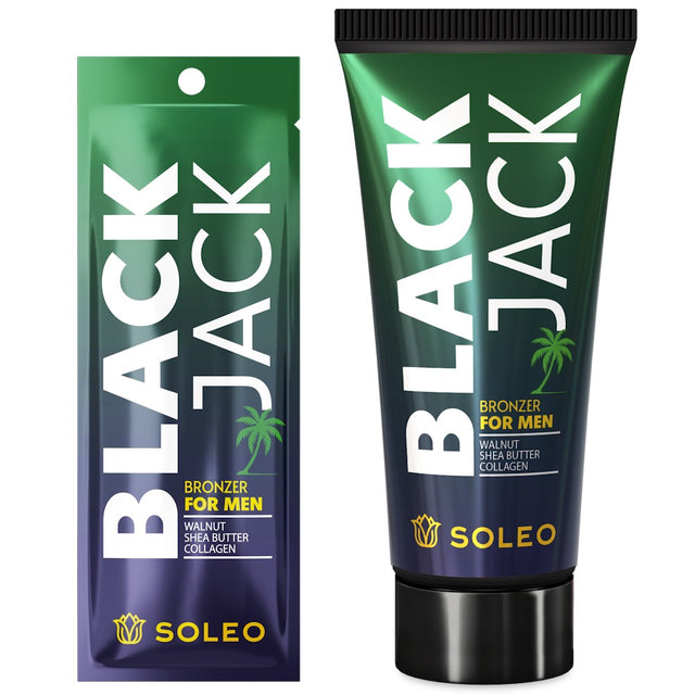 Soleo Black Jack 150ml tube and 15ml sachet original product packaging